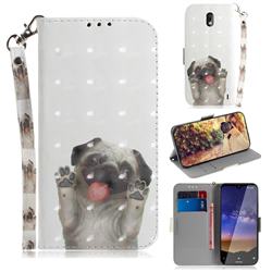 Pug Dog 3D Painted Leather Wallet Phone Case for Nokia 2.2