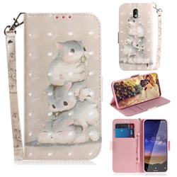 Three Squirrels 3D Painted Leather Wallet Phone Case for Nokia 2.2