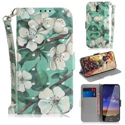 Watercolor Flower 3D Painted Leather Wallet Phone Case for Nokia 2.2