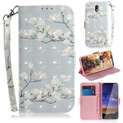 Magnolia Flower 3D Painted Leather Wallet Phone Case for Nokia 2.2