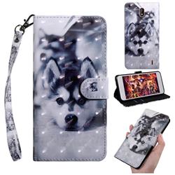 Husky Dog 3D Painted Leather Wallet Case for Nokia 2.2