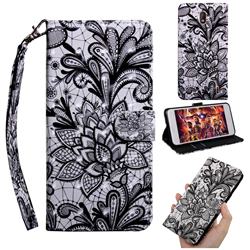 Black Lace Rose 3D Painted Leather Wallet Case for Nokia 2.2