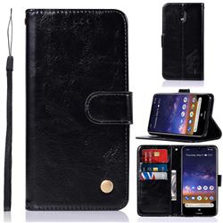 Luxury Retro Leather Wallet Case for Nokia 2.2 - Black