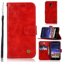 Luxury Retro Leather Wallet Case for Nokia 2.2 - Red