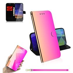 Shining Mirror Like Surface Leather Wallet Case for Nokia 2.2 - Rainbow Gradient