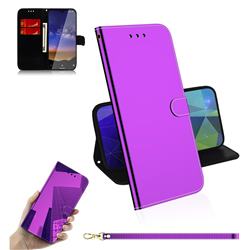 Shining Mirror Like Surface Leather Wallet Case for Nokia 2.2 - Purple