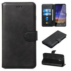 Retro Calf Matte Leather Wallet Phone Case for Nokia 2.2 - Black