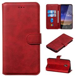 Retro Calf Matte Leather Wallet Phone Case for Nokia 2.2 - Red