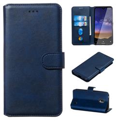 Retro Calf Matte Leather Wallet Phone Case for Nokia 2.2 - Blue