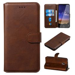 Retro Calf Matte Leather Wallet Phone Case for Nokia 2.2 - Brown