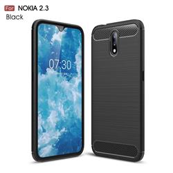 Luxury Carbon Fiber Brushed Wire Drawing Silicone TPU Back Cover for Nokia 2.3 - Black