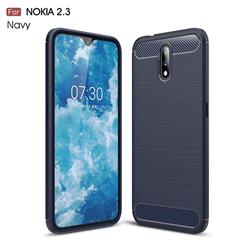 Luxury Carbon Fiber Brushed Wire Drawing Silicone TPU Back Cover for Nokia 2.3 - Navy