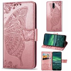 Embossing Mandala Flower Butterfly Leather Wallet Case for Nokia 2.3 - Rose Gold
