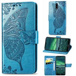 Embossing Mandala Flower Butterfly Leather Wallet Case for Nokia 2.3 - Blue