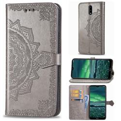 Embossing Imprint Mandala Flower Leather Wallet Case for Nokia 2.3 - Gray
