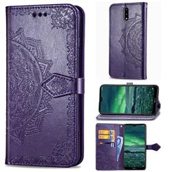 Embossing Imprint Mandala Flower Leather Wallet Case for Nokia 2.3 - Purple