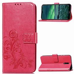 Embossing Imprint Four-Leaf Clover Leather Wallet Case for Nokia 2.3 - Rose