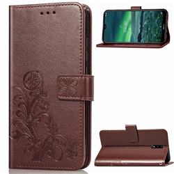 Embossing Imprint Four-Leaf Clover Leather Wallet Case for Nokia 2.3 - Brown