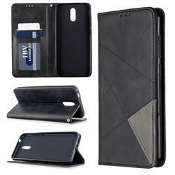 Prismatic Slim Magnetic Sucking Stitching Wallet Flip Cover for Nokia 2.3 - Black