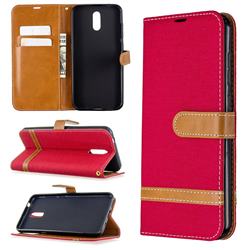 Jeans Cowboy Denim Leather Wallet Case for Nokia 2.3 - Red