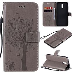 Embossing Butterfly Tree Leather Wallet Case for Nokia 2.3 - Grey