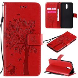 Embossing Butterfly Tree Leather Wallet Case for Nokia 2.3 - Red