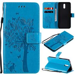 Embossing Butterfly Tree Leather Wallet Case for Nokia 2.3 - Blue