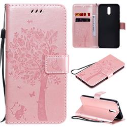 Embossing Butterfly Tree Leather Wallet Case for Nokia 2.3 - Rose Pink
