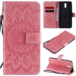 Embossing Sunflower Leather Wallet Case for Nokia 2.3 - Pink
