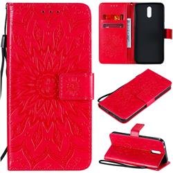 Embossing Sunflower Leather Wallet Case for Nokia 2.3 - Red