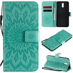 Embossing Sunflower Leather Wallet Case for Nokia 2.3 - Green