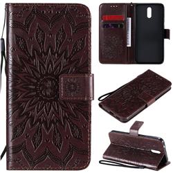 Embossing Sunflower Leather Wallet Case for Nokia 2.3 - Brown