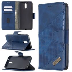 BinfenColor BF04 Color Block Stitching Crocodile Leather Case Cover for Nokia 2.3 - Blue