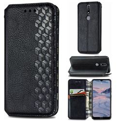 Ultra Slim Fashion Business Card Magnetic Automatic Suction Leather Flip Cover for Nokia 2.4 - Black