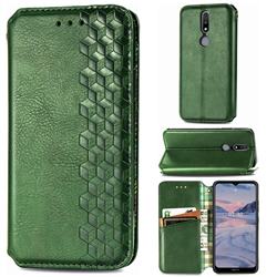 Ultra Slim Fashion Business Card Magnetic Automatic Suction Leather Flip Cover for Nokia 2.4 - Green