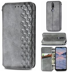 Ultra Slim Fashion Business Card Magnetic Automatic Suction Leather Flip Cover for Nokia 2.4 - Grey