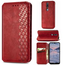 Ultra Slim Fashion Business Card Magnetic Automatic Suction Leather Flip Cover for Nokia 2.4 - Red