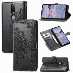 Embossing Imprint Mandala Flower Leather Wallet Case for Nokia 2.4 - Black