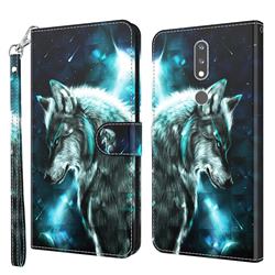 Snow Wolf 3D Painted Leather Wallet Case for Nokia 2.4