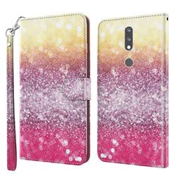 Gradient Rainbow 3D Painted Leather Wallet Case for Nokia 2.4