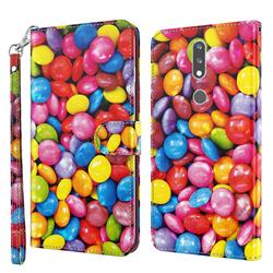 Colorful Jelly Beans 3D Painted Leather Wallet Case for Nokia 2.4