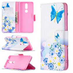 Butterflies Flowers Leather Wallet Case for Nokia 2.4
