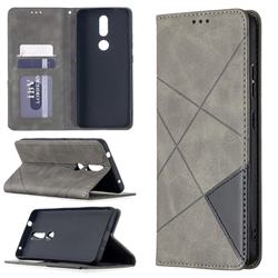 Prismatic Slim Magnetic Sucking Stitching Wallet Flip Cover for Nokia 2.4 - Gray