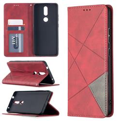 Prismatic Slim Magnetic Sucking Stitching Wallet Flip Cover for Nokia 2.4 - Red