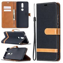 Jeans Cowboy Denim Leather Wallet Case for Nokia 2.4 - Black