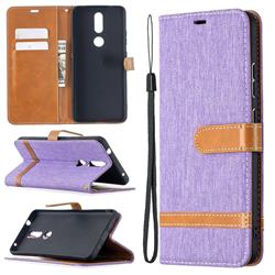 Jeans Cowboy Denim Leather Wallet Case for Nokia 2.4 - Purple