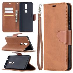 Classic Sheepskin PU Leather Phone Wallet Case for Nokia 2.4 - Brown