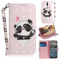 Heart Cat 3D Painted Leather Wallet Phone Case for Nokia 2.4