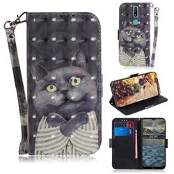 Cat Embrace 3D Painted Leather Wallet Phone Case for Nokia 2.4