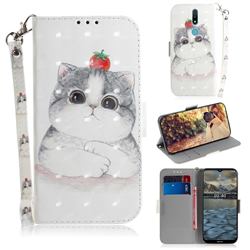 Cute Tomato Cat 3D Painted Leather Wallet Phone Case for Nokia 2.4